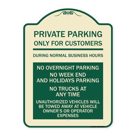 Signmission Only for Customers During Normal Business Hours No Overnight Parking No Trucks at Any, TG-1824-23519 A-DES-TG-1824-23519